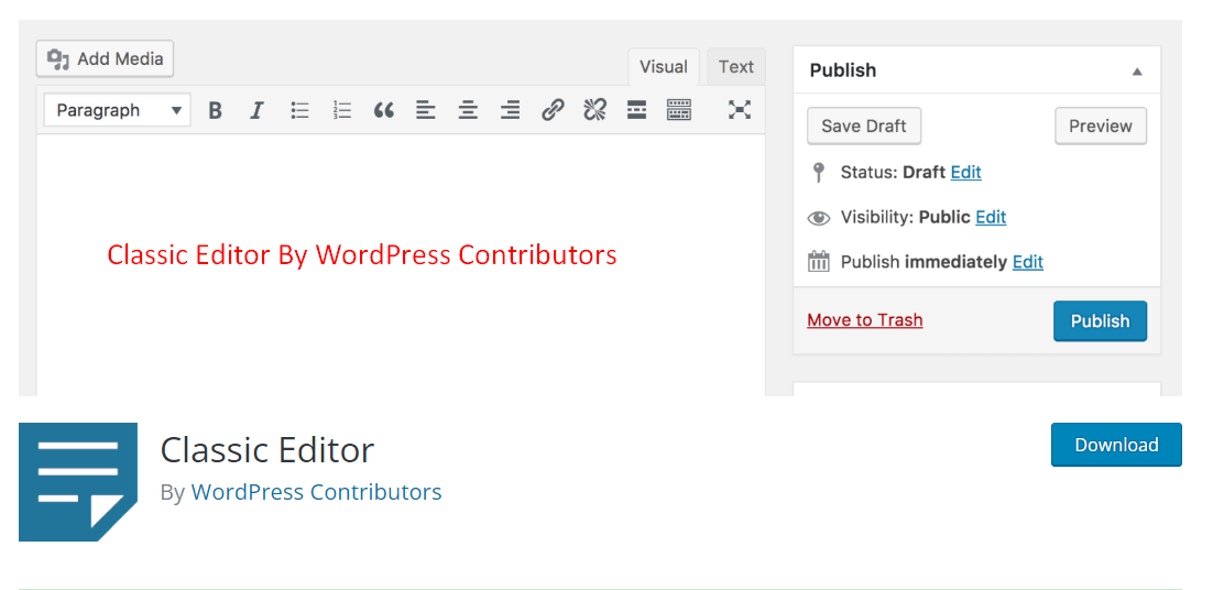 Classic Editor By WordPress Contributors