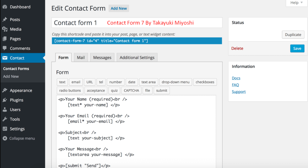 Contact Form 7 By Takayuki Miyoshi