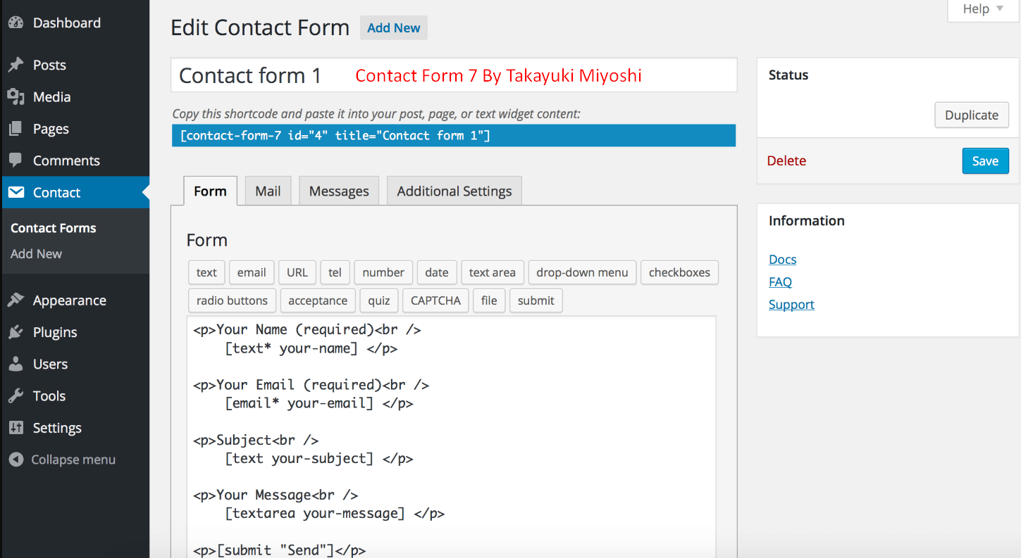 Contact Form 7 By Takayuki Miyoshi