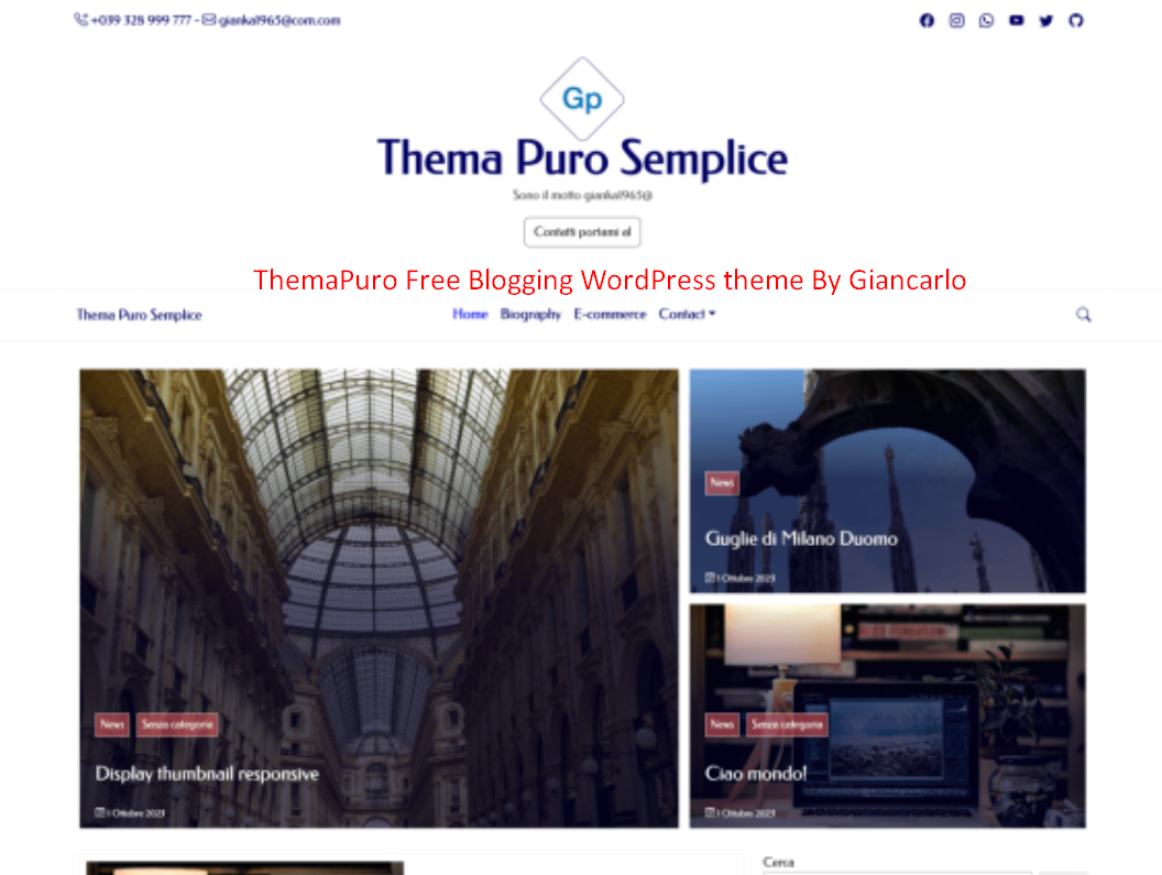 ThemaPuro Free Blogging WordPress theme By Giancarlo