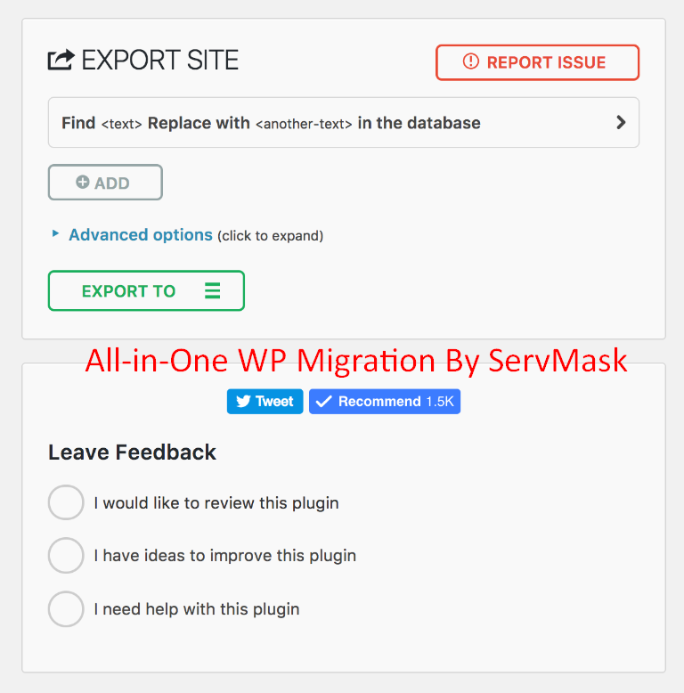 All-in-One WP Migration By ServMask