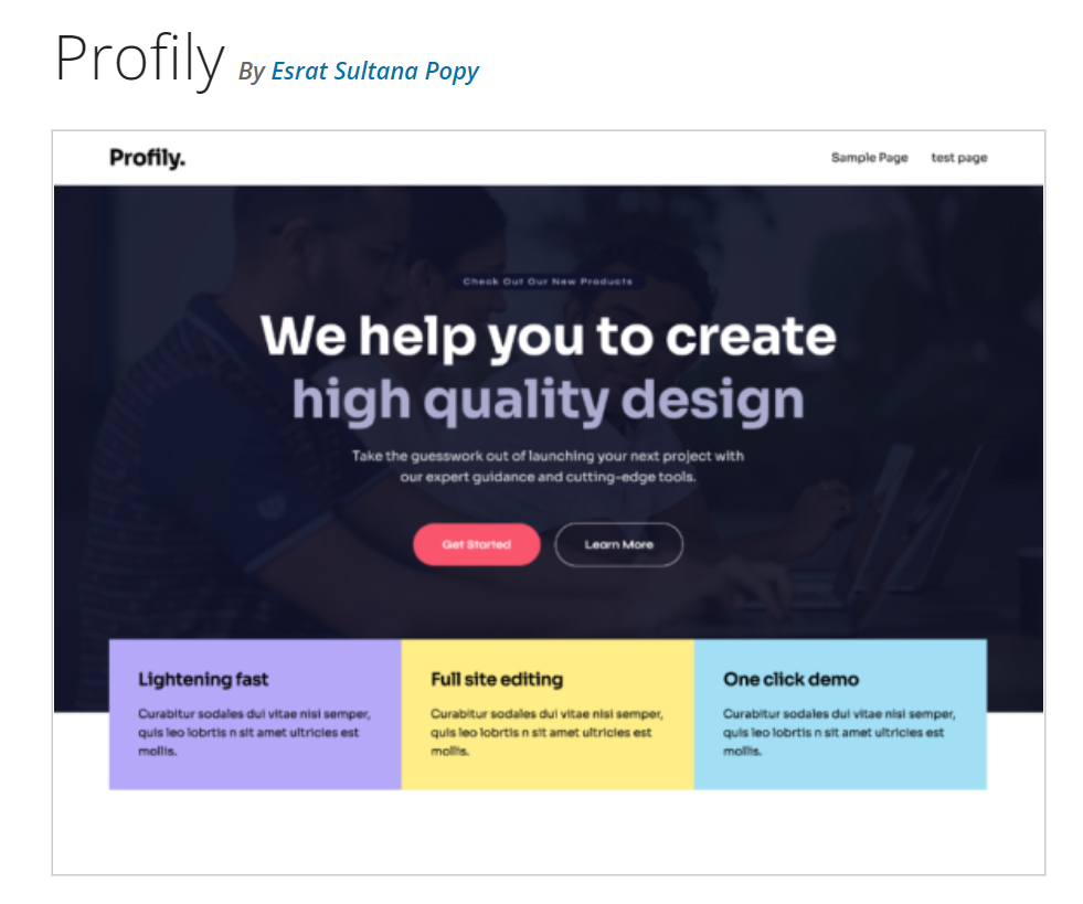 Profile Theme WordPress Block Themes and Plugins By Esrat Sultana Popy