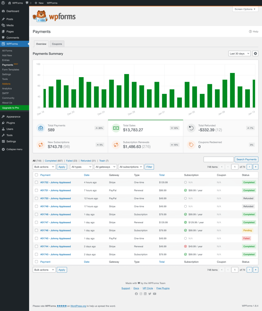 WPForms is a sophisticated WordPress form builder for creating and customizing contact forms