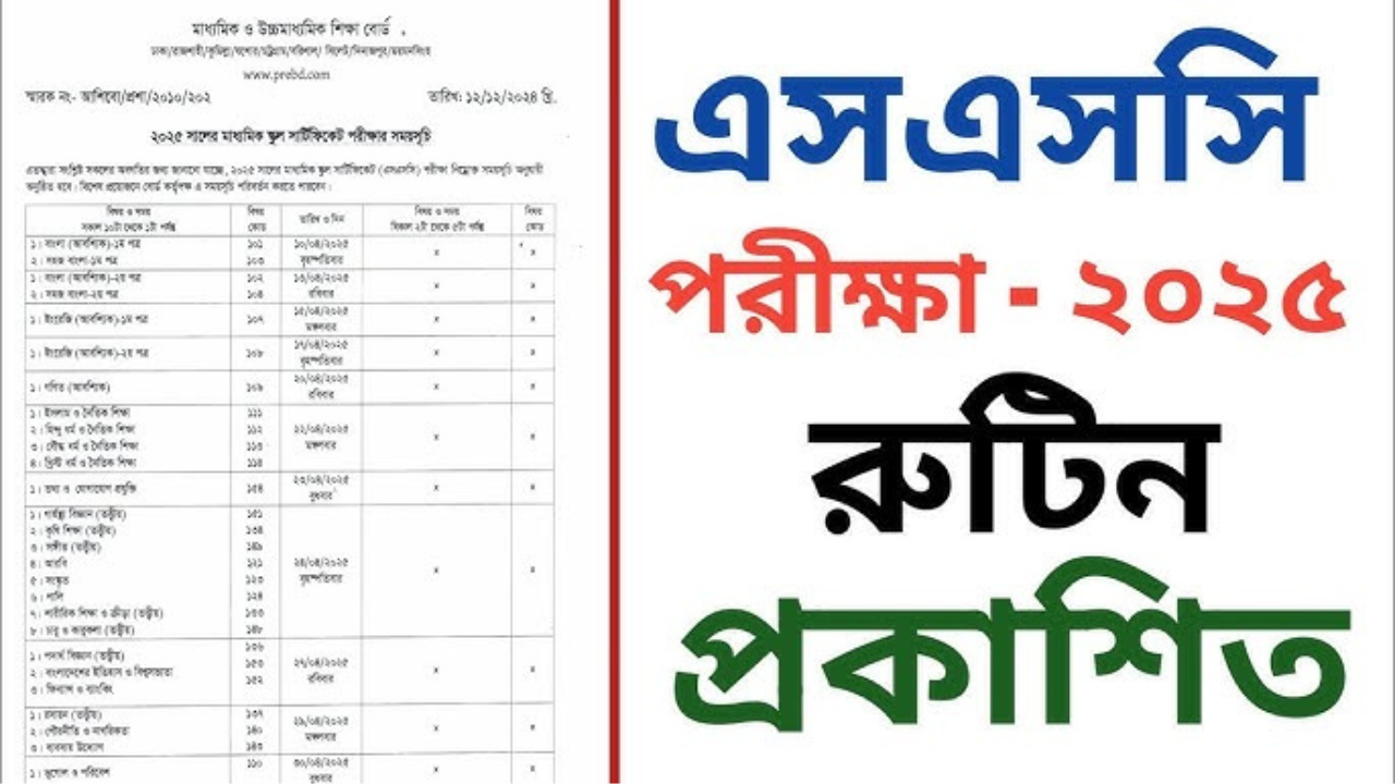 ২০২৫ সালের এসএসসি ও দাখিল পরীক্ষার রুটিন - সিলেবাস